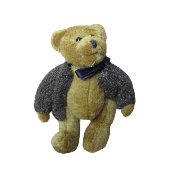 Boyds Bear Jointed Plush Light Brown Fur in brown Sweater - Vintage 1994 - Picture 1 of 6